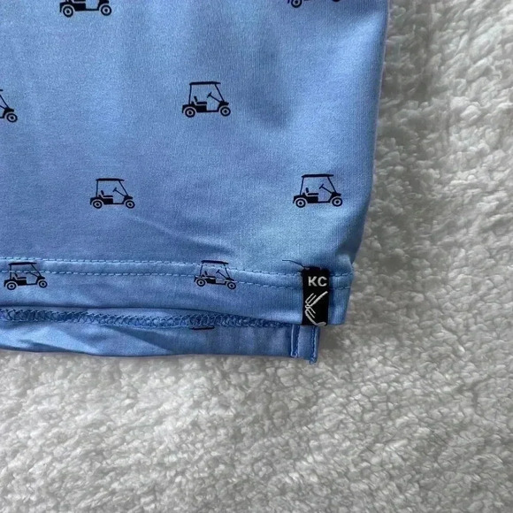 Kenneth Cole Mens New Blue Golf Cart Print Polo Shirt Athleisure Stretch SZ 1XL - Picture 6 of 13